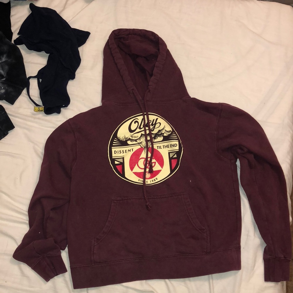 Red obey hoodie